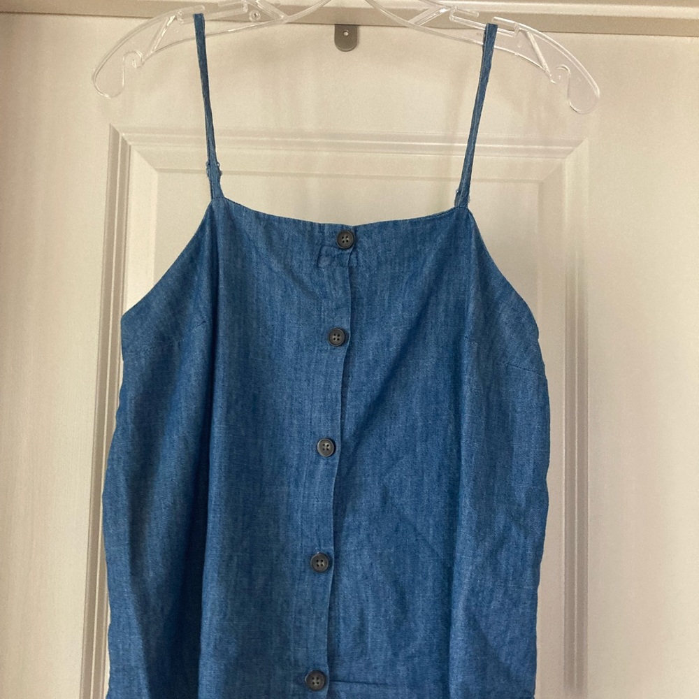 Button Front Denim Tank